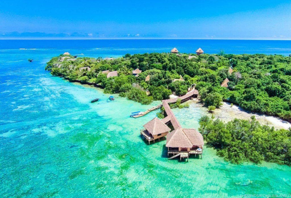 Chale Island Diani Beach Kenya aerial view